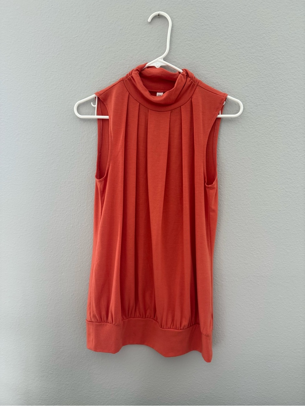 Zenana Sleeveless Pleated Mock Neck Tank - Coral